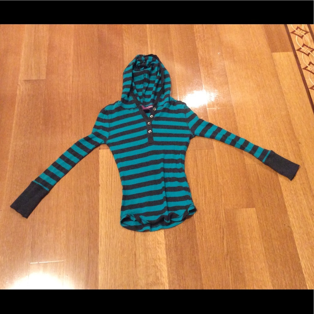 Epic Threads - Girls Striped Hoodie T-Shirt-Size M